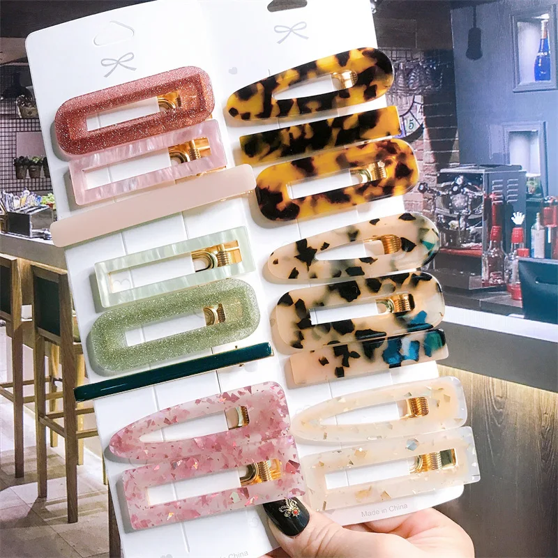 Koreanische Trendy Bunte Acetat 3 teile/satz Haar Clip Set Haarnadel für Frauen Mädchen Barrettes Zubehör Schmuck Hairgrip Kopfbedeckungen