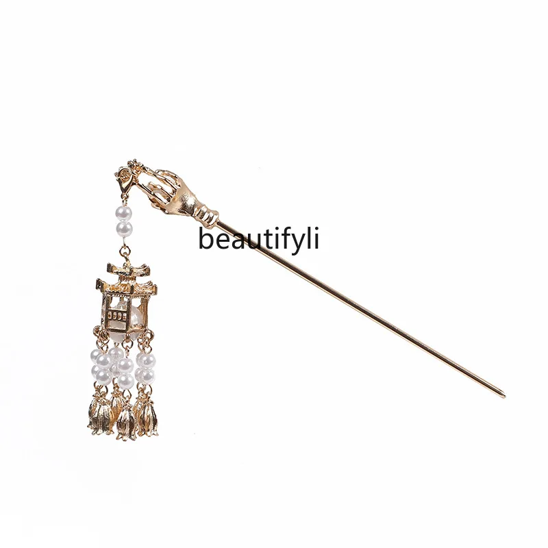 

New Year Luminous Lantern Hairpin GD Rabbit Tassel Hair Clasp Ancient Style Han Chinese Clothing New Year Hair Accessories