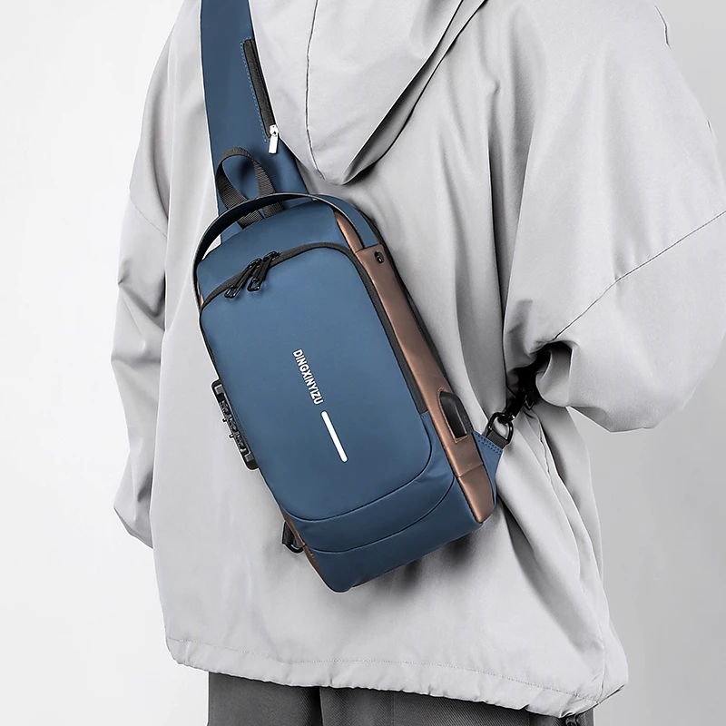 Bolso de pecho para hombre, bolsa cruzada impermeable, multifunción,  antirrobo, de viaje, de hombro, con carga USB, 2023 - AliExpress