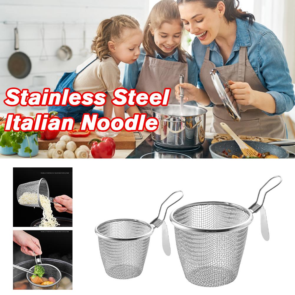 Stainless Steel Mesh Net Strainer Basket Colander Hot Boil Handle Colander Fry Steam Strain Cook Food Vegetables With Pot R Q9M1