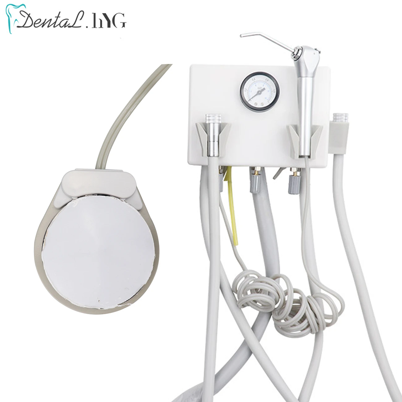 Portable Dental Turbine Unit 2holes/4holes 3 Way Syringe Foot Pedal Work With Air Compressor