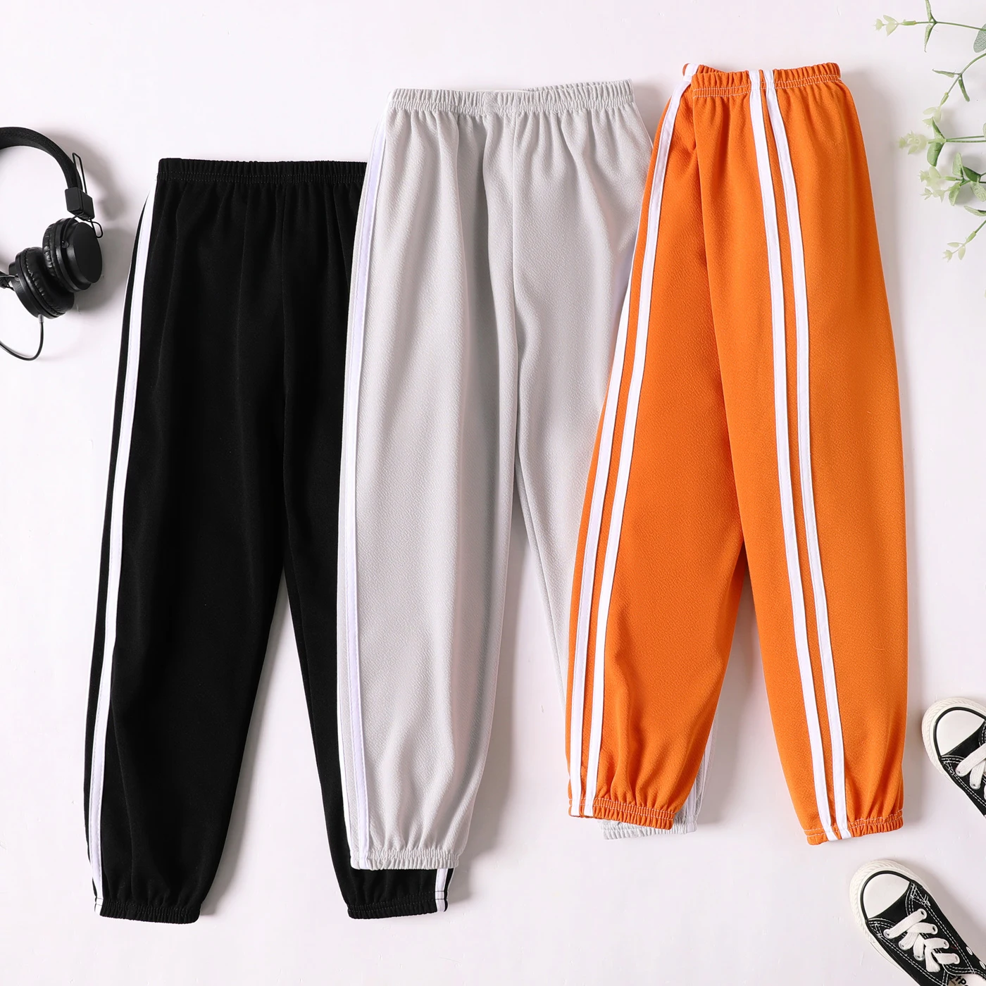 PatPat Kid Boy/Kid Girl Sporty Striped Breathable Ankle Length Thin Pants for Summer/Fall