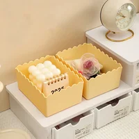 2PCS Solid Color Sundries Storage Box Cosmetic Box Bathroom Storage Basket Desktop Storage Box Home Office Storage Accessories 3