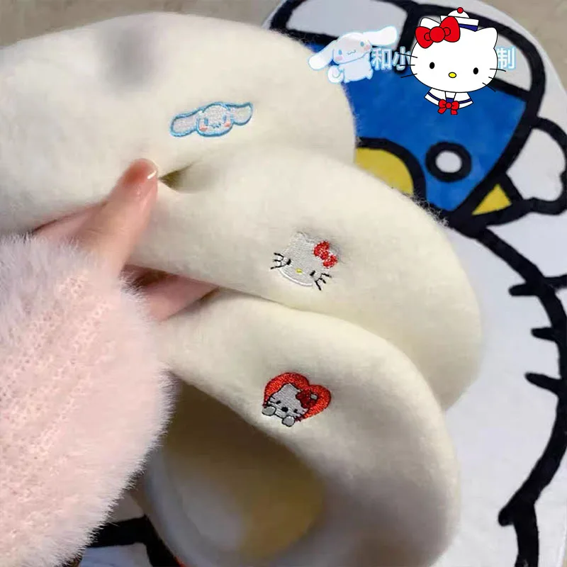 

Sanrioed плюшевая шапка Hello Kitty аниме Kawaii береты женщины зимний мультфильм Вышивка девушка милая День рождения фестиваль подарок девушке