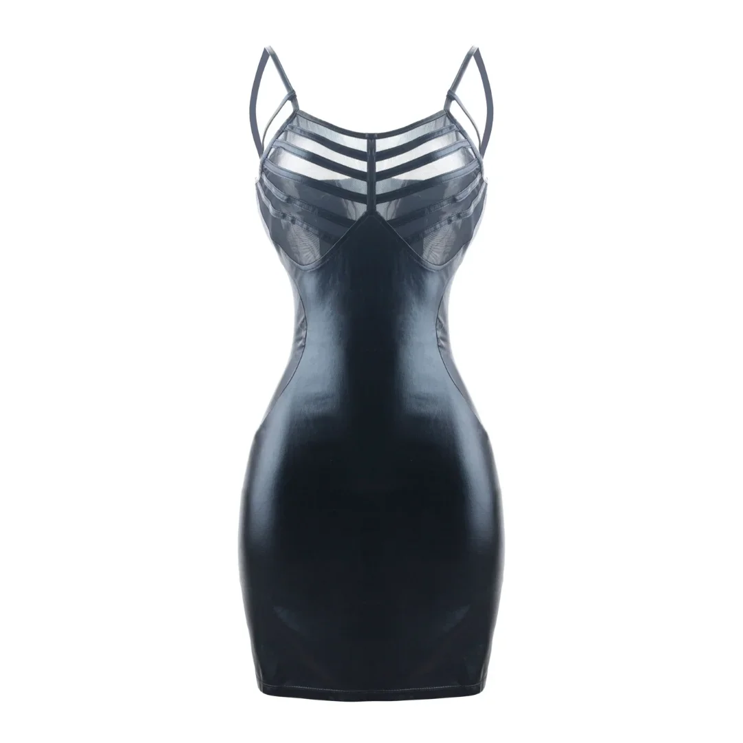 

Women's Sleeveless Bodycon Tank Dress PU Leather Mini Dresses