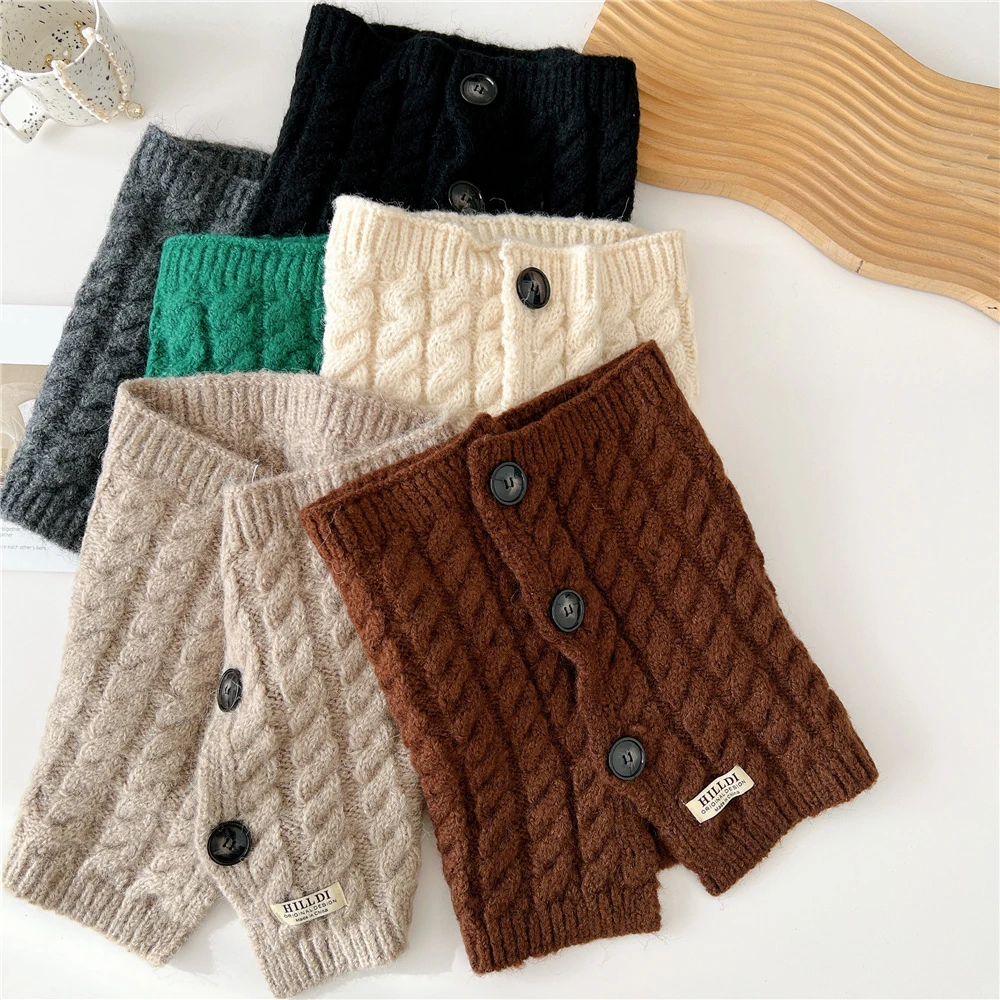 

Fake Collar Button Knitted Pullover Neck Scarf for Women Winter Warm Neck Guard Shawl Scarf Girls Ring Scarves Neck Cover