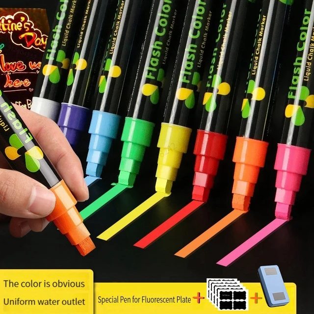 12 Pcs Liquid Chalk Markers Pens Erasable Colors Highlighters LED Writing  Board Glass Neon Pen, Chalkboard Blackboard, Windows - AliExpress