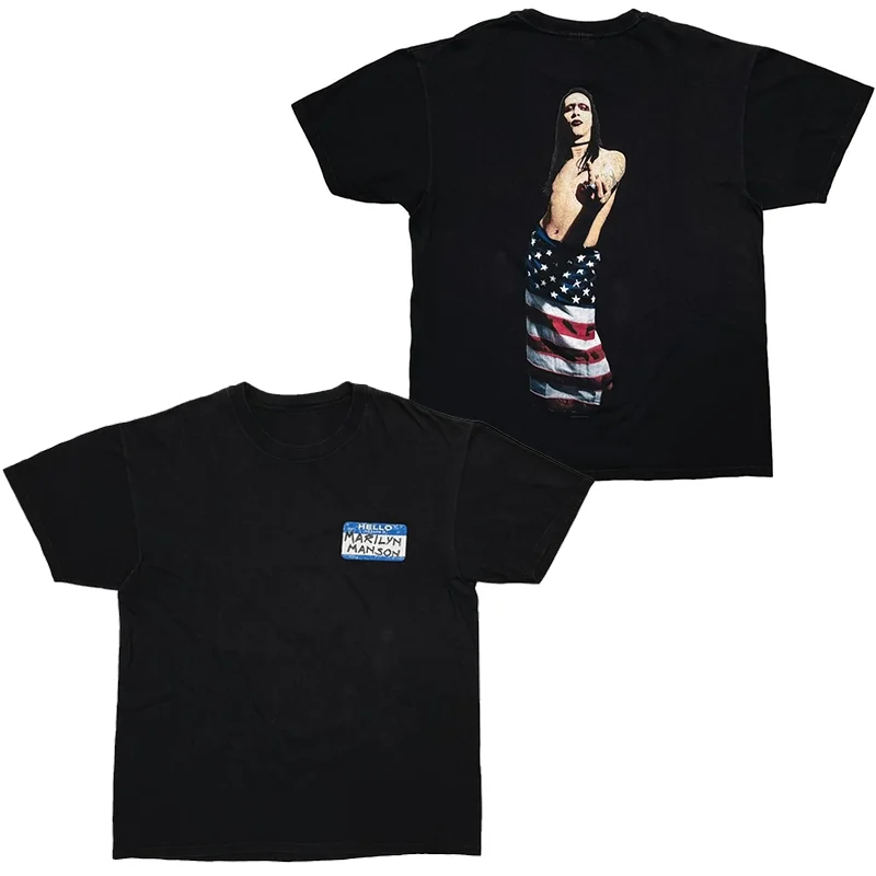 Marilyn Manson Hello My Name Is Tシャツ Vintage 90s 1998 Marilyn Manson - Hello My Name Is Double