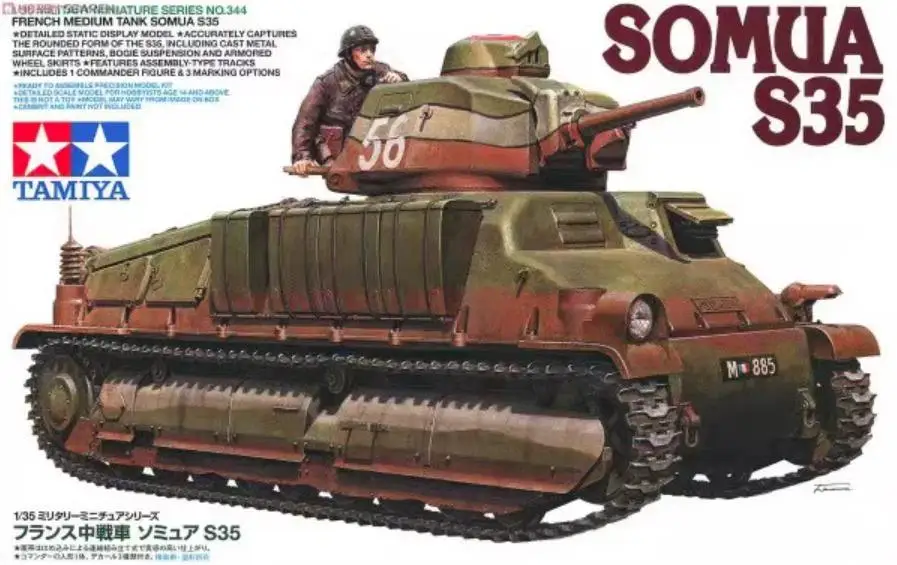Tamiya Ta35344 Serbatoio Medio Francese In Scala 1/35 Somua S35 (Modello In Plastica)