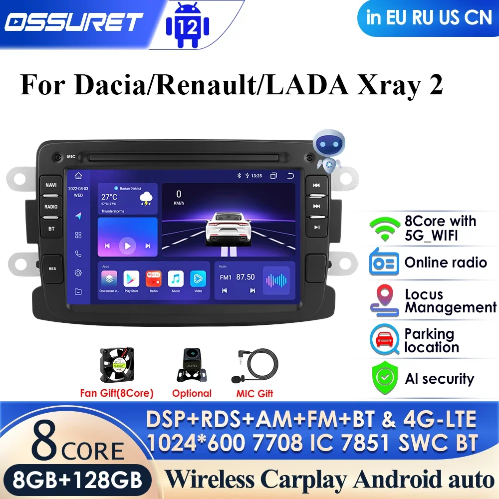 

4G 2din Android Car Multimedia Player for Dacia Logan Dokker Duster Sandero Lodgy Renault Captur Symbor Duster Lada Xray 2 GPS