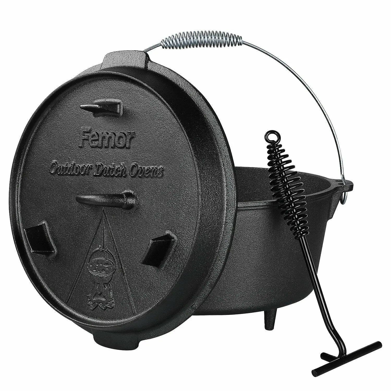 

5/12.5 Quart Cast Iron Dutch Oven Camping Pot Outdoor Portable Multi-function Cookware Stew Pot Barbecue Pot Soup Picnic Pot