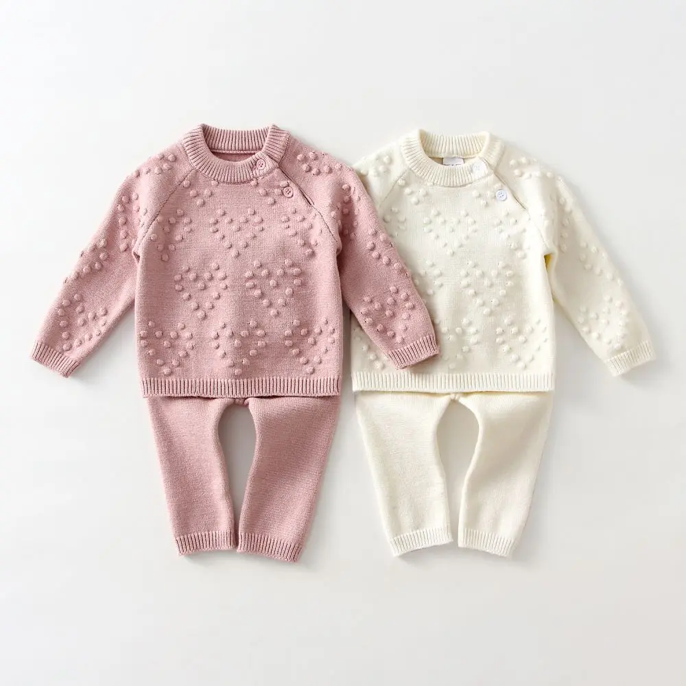 Baby Girls Pink & Ivory 2pc knit pants set  Made in Italy main image 1