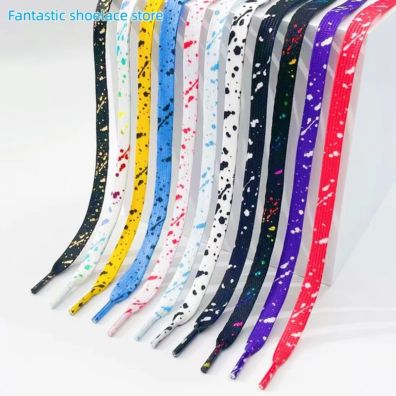 shoe laces Colorful Splash Ink AF1 Shoelaces Women Gilding Men Red Black Hand-painted Sports Casual Basketball Shoes Laces 100/120/140/160