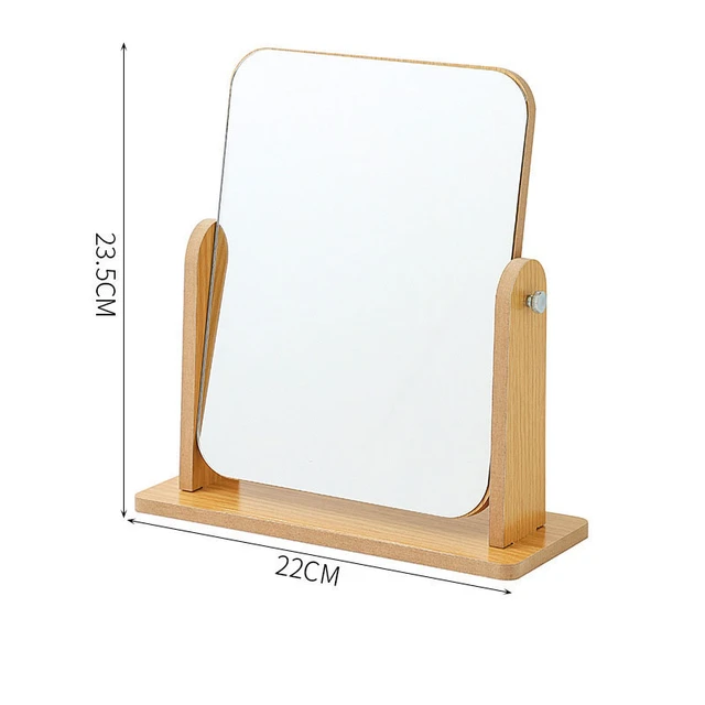 Specchio da scrivania 23.5x22cm, specchio in legno specchio da tavolo  regolabile portatile a 360 gradi