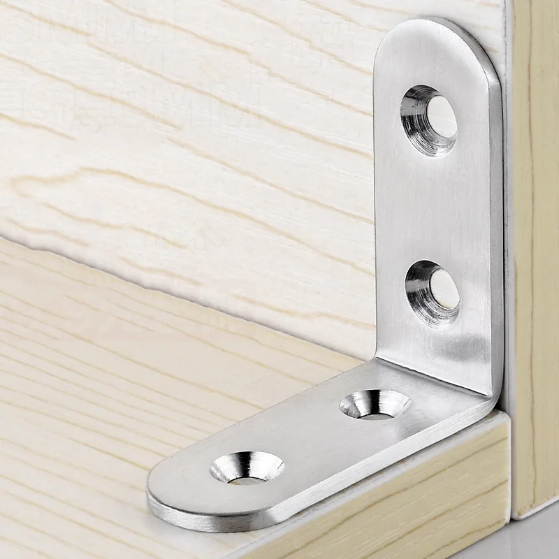 10Pcs Thick Stainless Steel Corner Brackets Right Angle Bracket Shelf Support Plate Connection Furniture Hardware Fasteners VC
