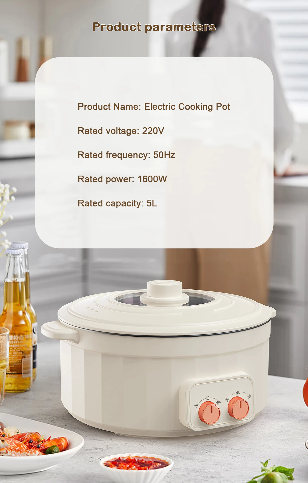 DMWD Electric Cooking Pot Multifunctional Electric Hot Pot Divided Shabu Non Stick Double-flavor Hotpot Cooker