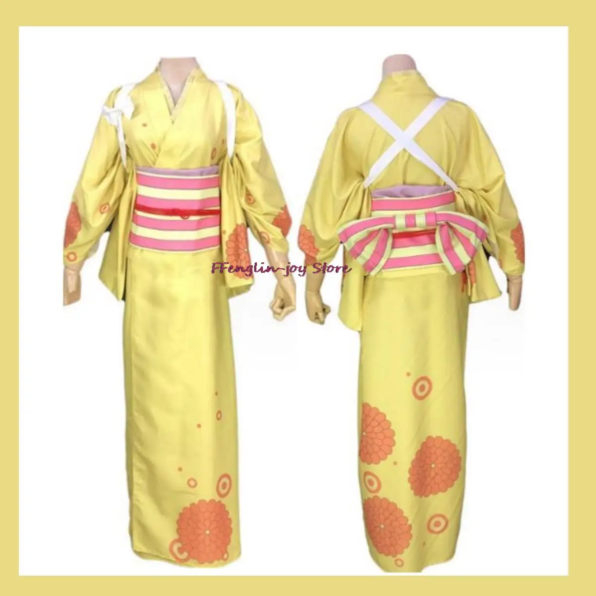 

Anime Kikunojo Cosplay Costume O-Kiku Wano Kuni Country Nine Red Scabbards Yellow Kimono Bathrobe Woman Sexy Carnival Suit