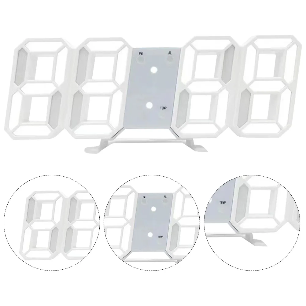 3D LED Digital Wall Clock with Adjustable Brightness Triple Alarm Temperature Display for Home Office Use 6