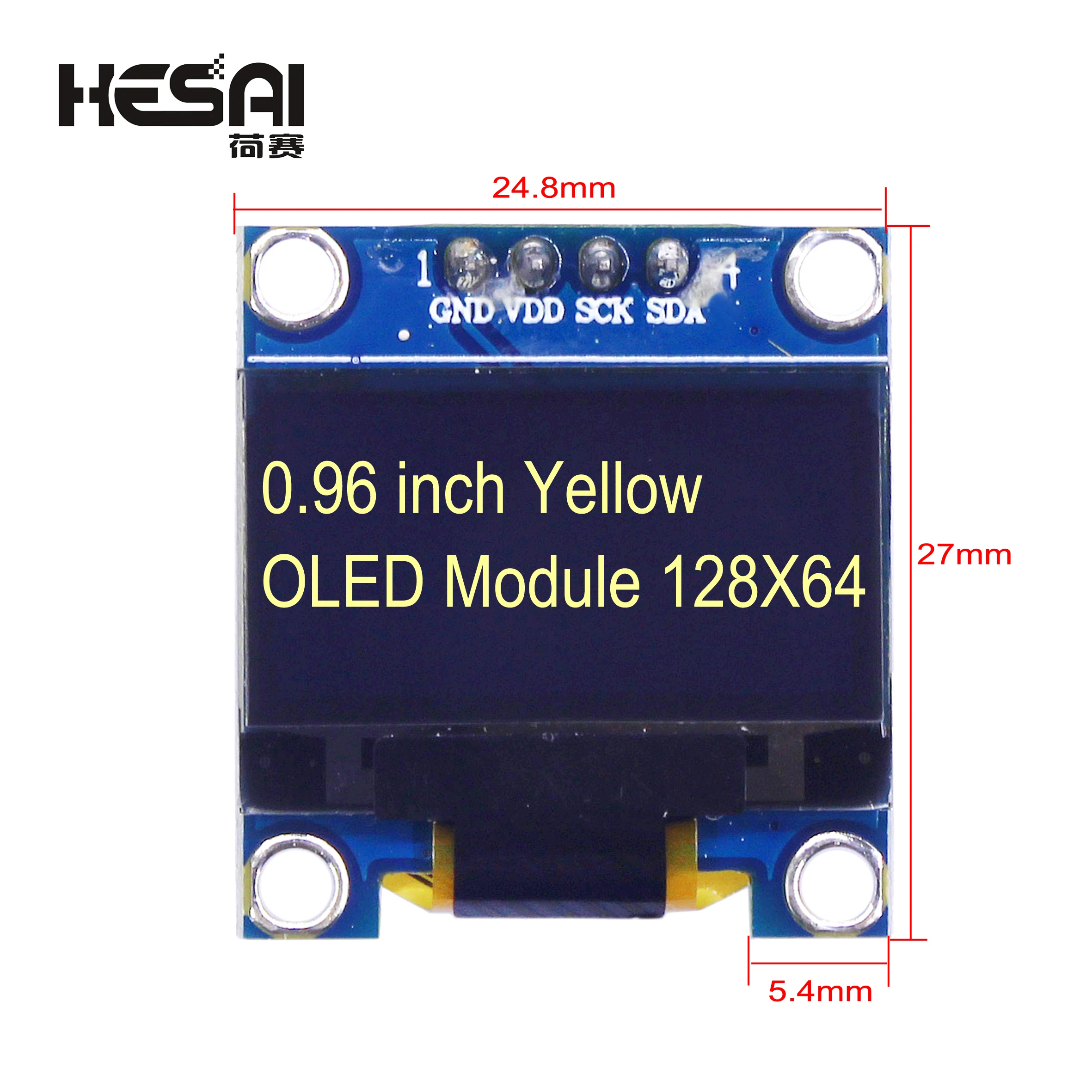 

0.96 Inch IIC Serial Yellow OLED Display Module 128X64 I2C SSD1315 12864 LCD Screen Board GND VDD SCK SDA for arduino Diy Kit