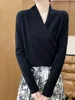 Women's Pure Wool Knitted Sweater, Buttoned, V-Neck, Loose, Simple, Top, Pullover, Casual, Fashionable, 2024 Autumn/Winter 3