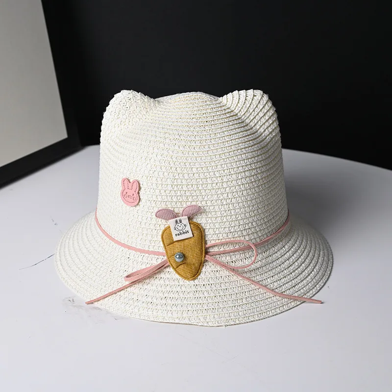 Children's Sunshade Hat Bag Set Girls' Spring and Autumn Grass Summer Princess Baby Sunscreen Beach Straw  Hat XM6 holiday style cute cherry grass weaving fisherman women s sunscreen hat summer beach sunshade straw hat dm11