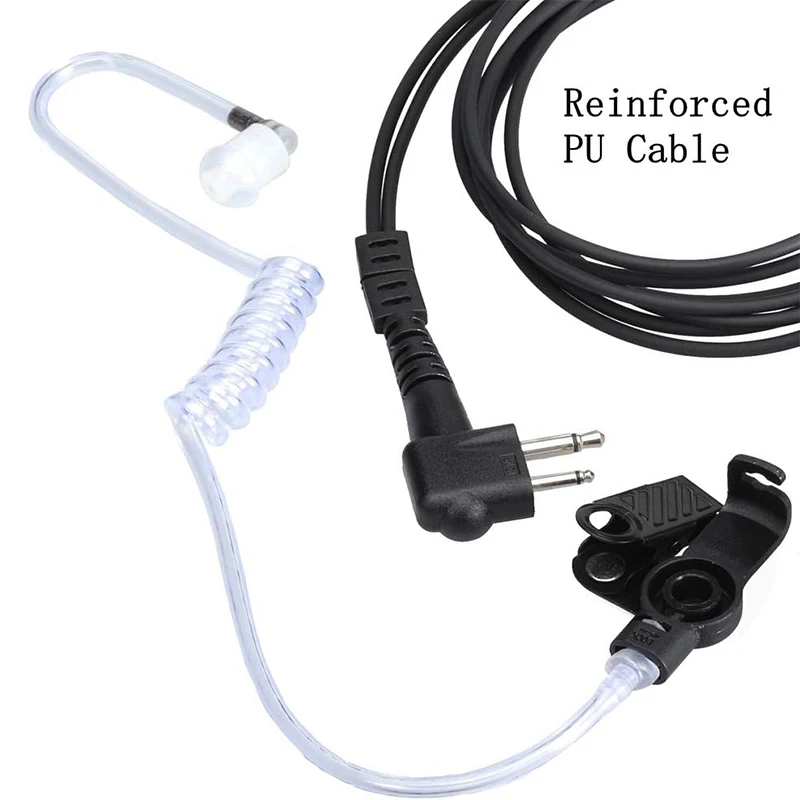 RISENKE-Earpiece for Motorola,CP200,GP2000,XU1100,PRO1150, MU12, Walkie Talkie with Mic PPT, 2-Pin Acoustic Tube Headset, 2 Pcs
