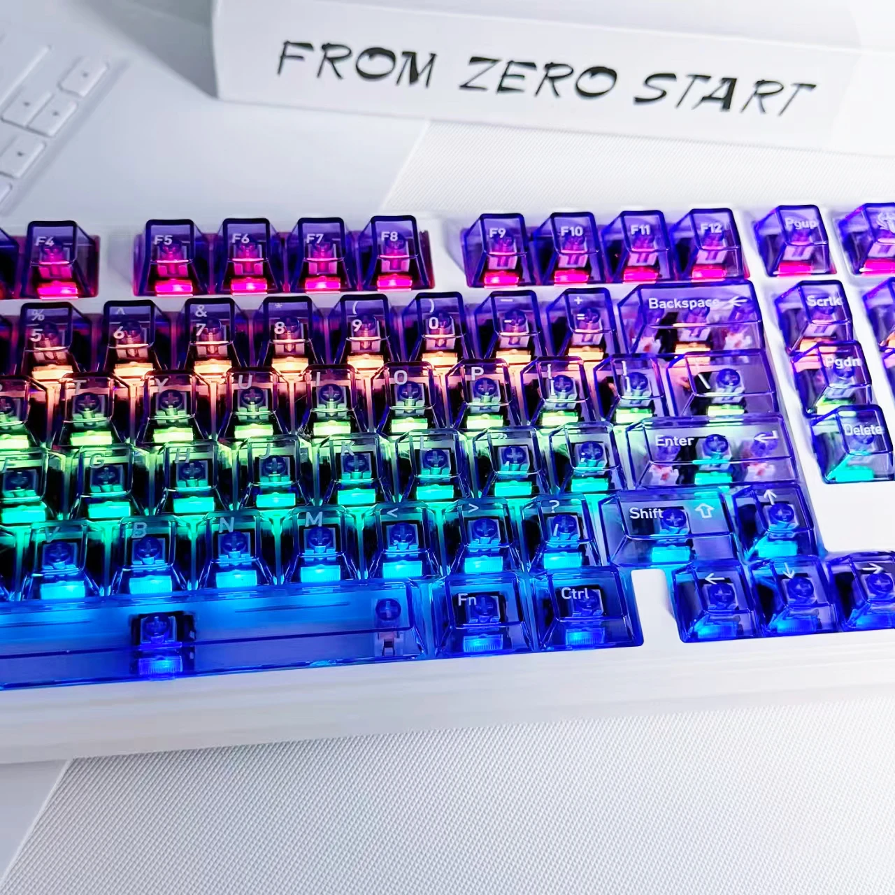 Purple RGB Backlit Crystal Keycaps - Cherry Profile with UV Printing
