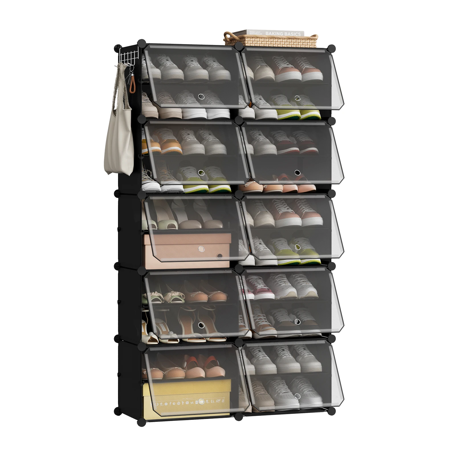 C&AHOME Kubus opbergorganizer, 16-kubus planken eenheden, plastic opbergkubussen, doe-het-zelf kast organizer, modulaire kast opbergplanken ideaal voor thuis, slaapkamer, 48 L × 12,4 cm B × 48 H