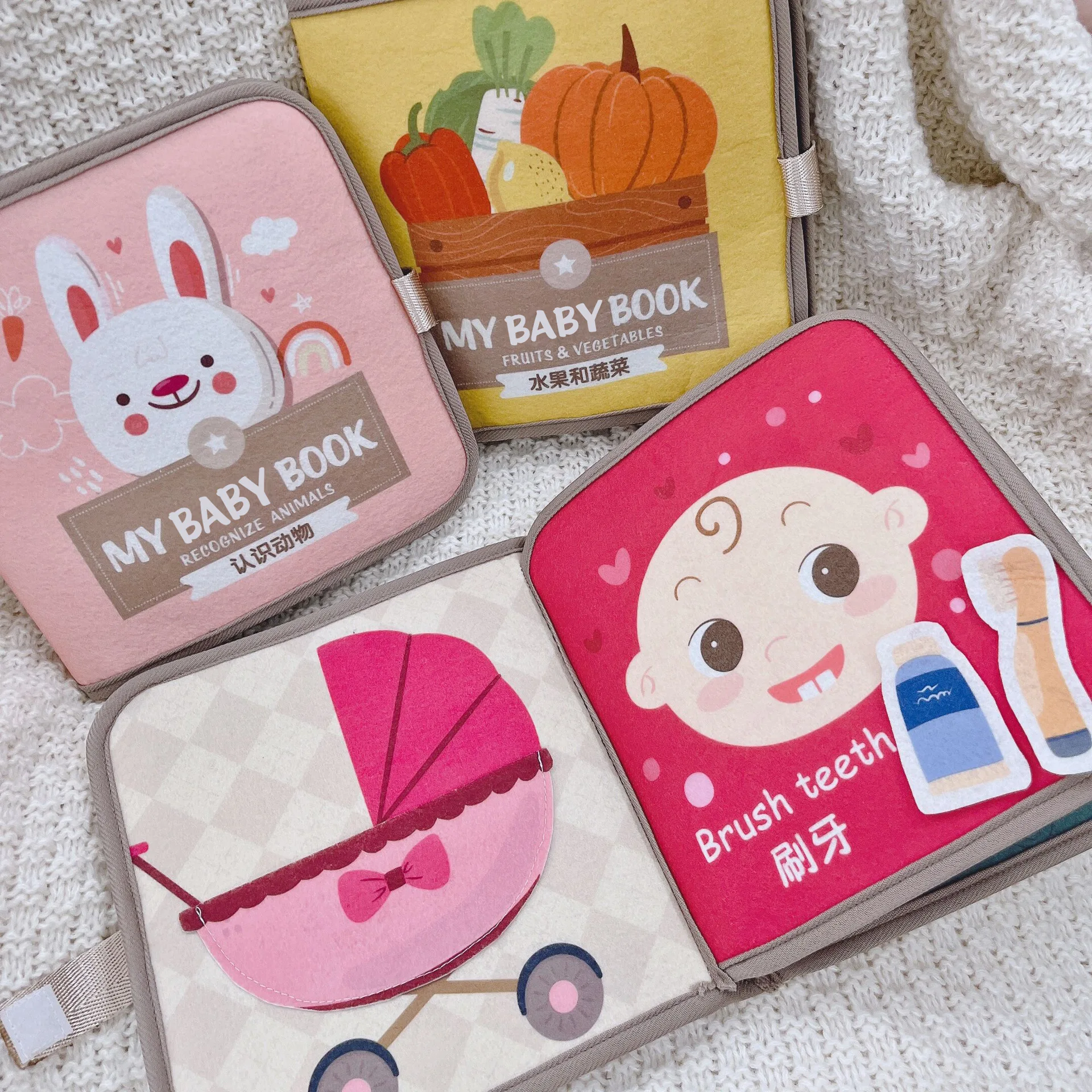 Montessori Felt 3D Cloth Busy Book Sensory Toys Fabric Picture Soft Book Learning Activities for Fine Motor Skills Quiet Books 5