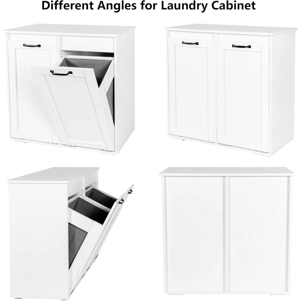 Bathroom Laundry Hamper Cabinet, Double Tilt Out Laundry Hamper with 2 Baskets,Hidden Cabinet, Laundrys Cabinet