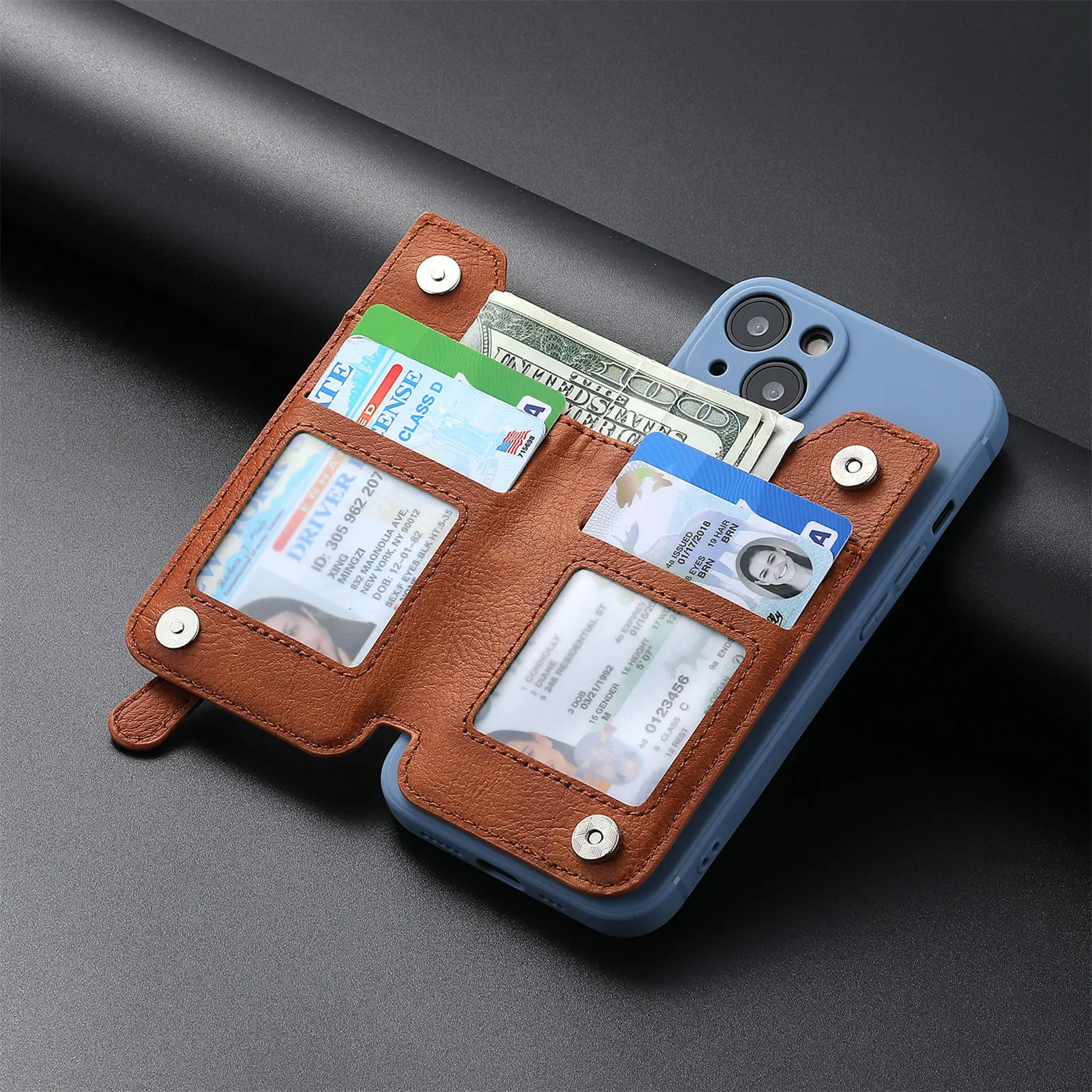 PULeatherCardHolderWalletForPhoneUniversalCellPhoneWallet