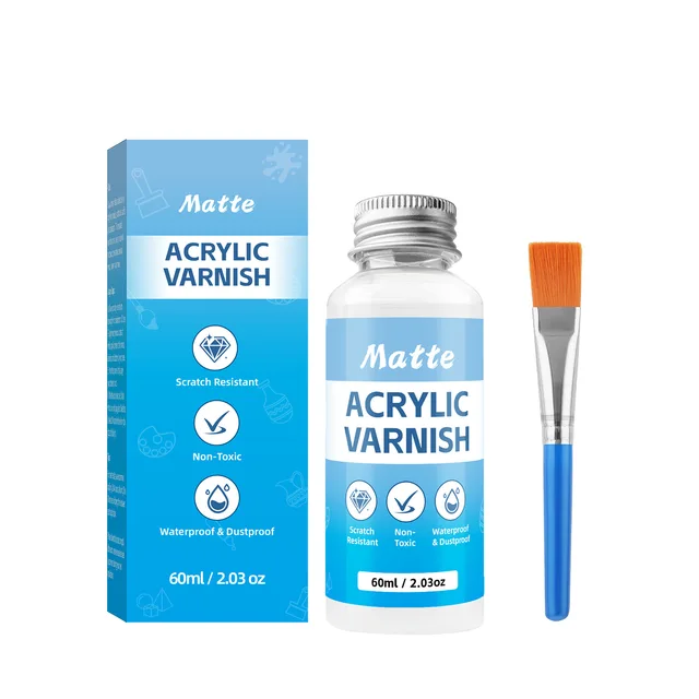 60/120ML Matte Varnish for Acrylic Paint & Plaster Figurines - Water-Based Dust-Proof Sealer, DIY Crafts Protective Coating 2