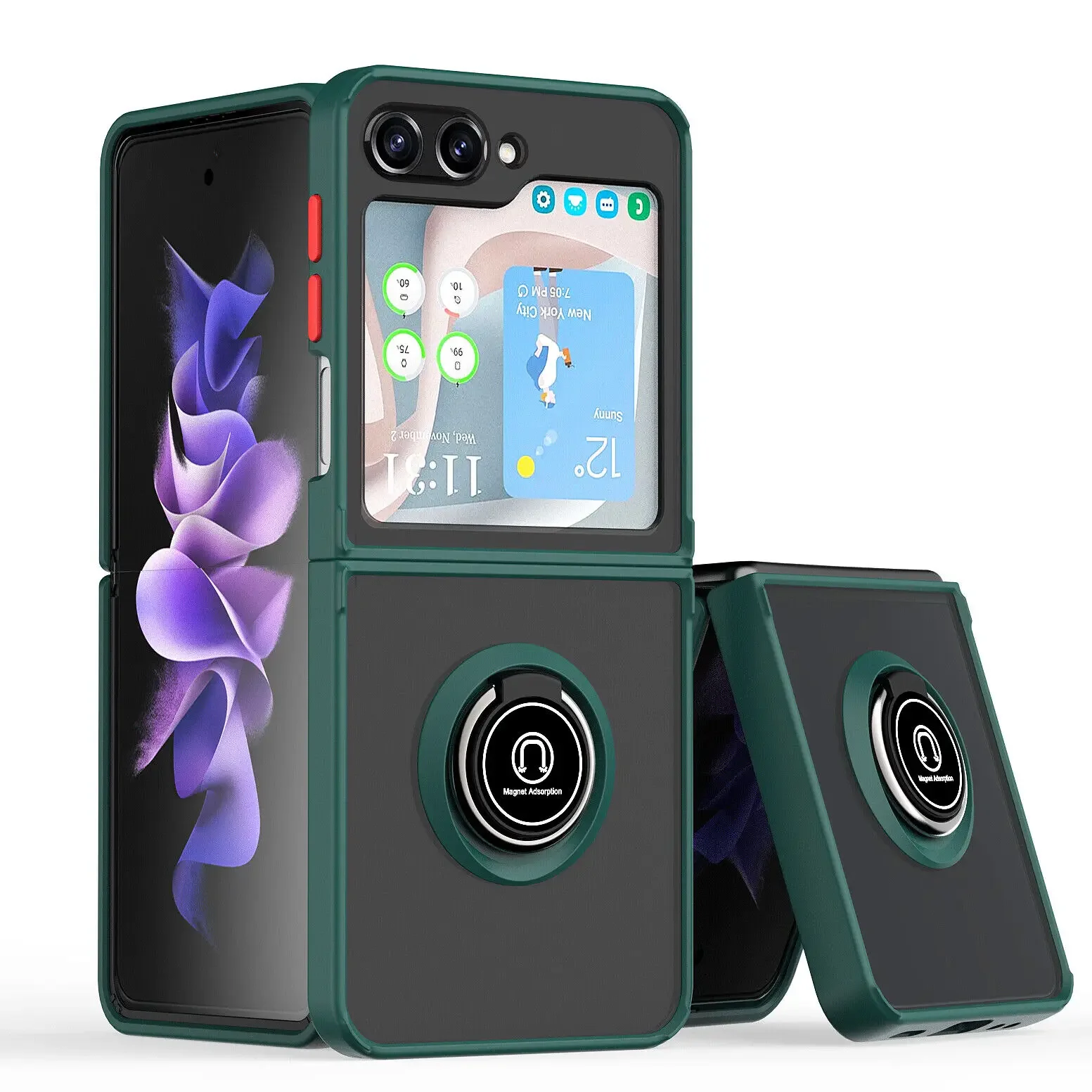 Shockproof Matte Phone Case With Ring Stand For Samsung Galaxy Z Flip_voghion.com