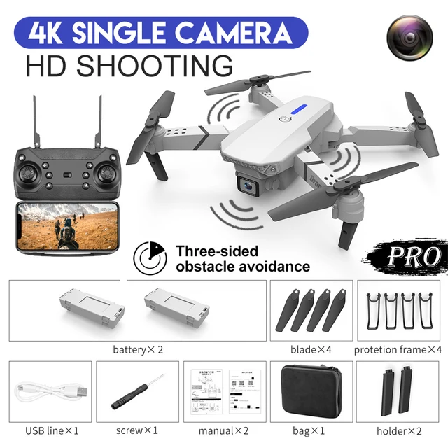 2022 New LSRC Quadcopter E88-525 Pro WIFI FPV Drone With Wide Angle HD 4K Camera Height Hold Avoidance RC Foldable Dron Gift ToyDark Khaki