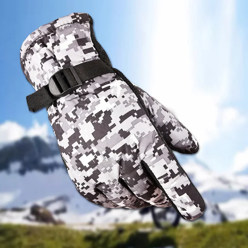 Winter Warm Camouflage Fishing Gloves Skiing Running Riding Mittens Windproof Fleece Camo Cycling Gloves Full Fingers Mittens