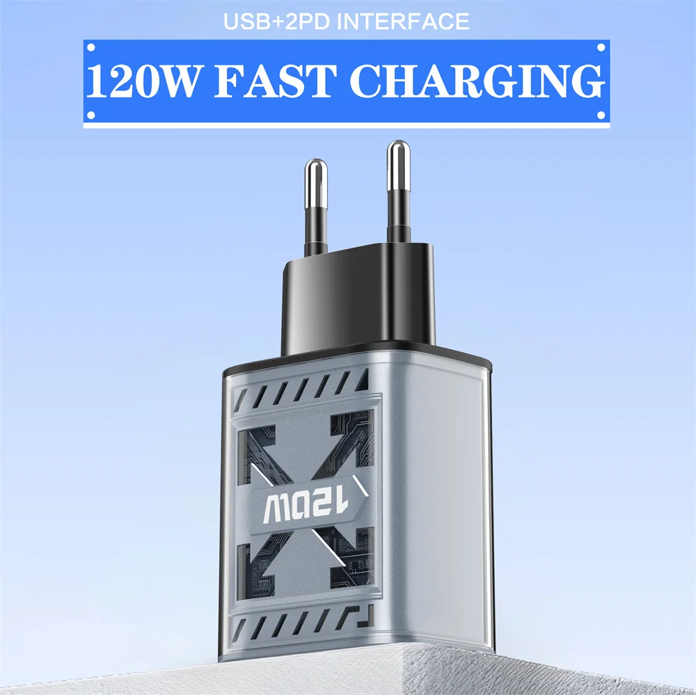 120W 3 Ports USB C Charger PD Fast Charging Charger Power Adapter Type C Quick C
