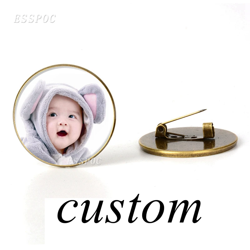 

1 PCS Personality Fashion Brooches Glass DIY Brooch Pin Your Friends Baby Mom Lover Custom Photo Birthday Gift for Family