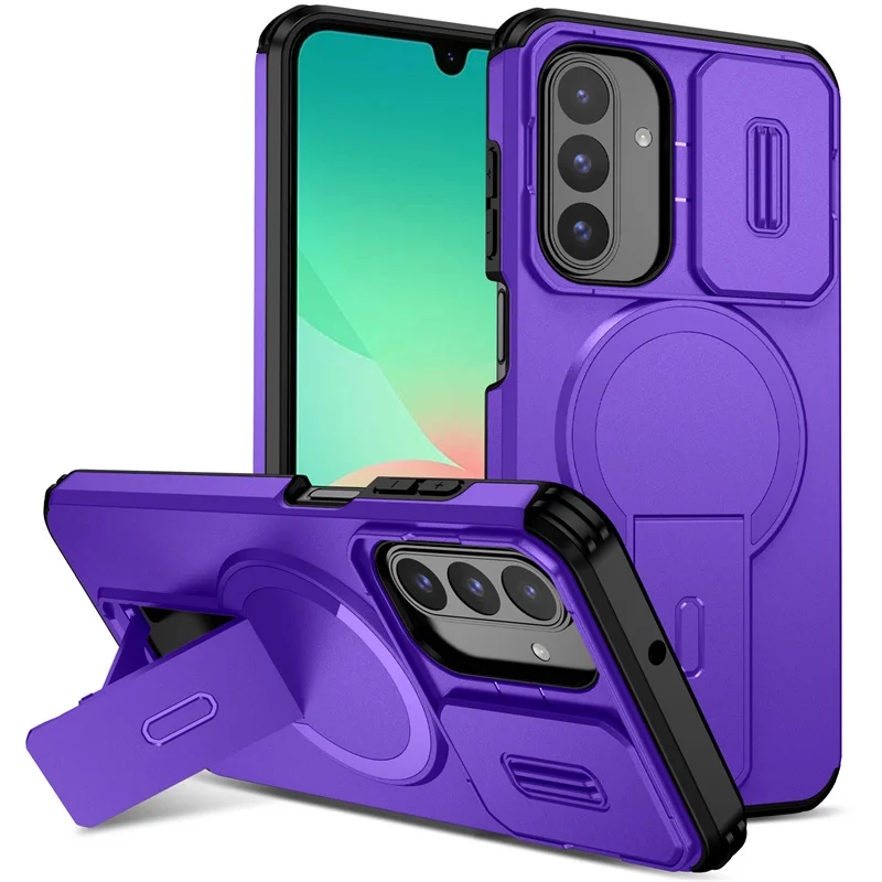 Armor Shockproof Magnetic Wireless Charging Case with Foldable Stand