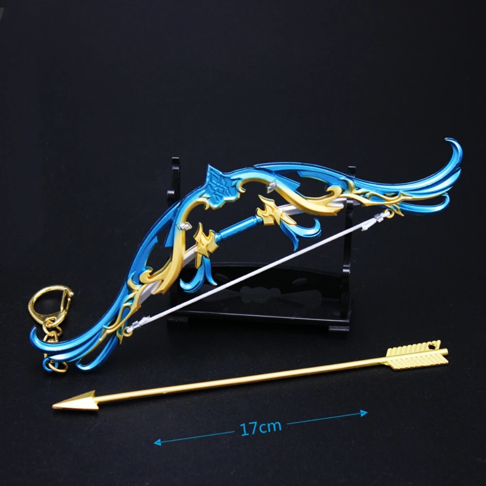 

Модель оружия из сплава и лука Genshin, искусственные игрушки, декоративная подвеска, подарок 17 см