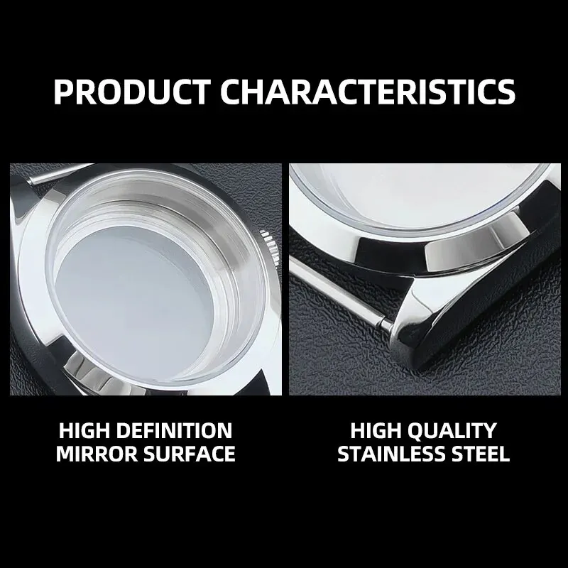 High-Quality Silver Watch Case, 36mm/39mm, Beveled Edge, Sapphire Crystal, 316L Stainless Steel