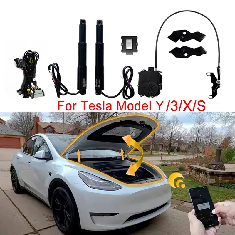 

Electric Front Tailgate Car Modified Frunk Lift System for Tesla Model 3 Y X S Automatic Power APP Control Anti-Pinch