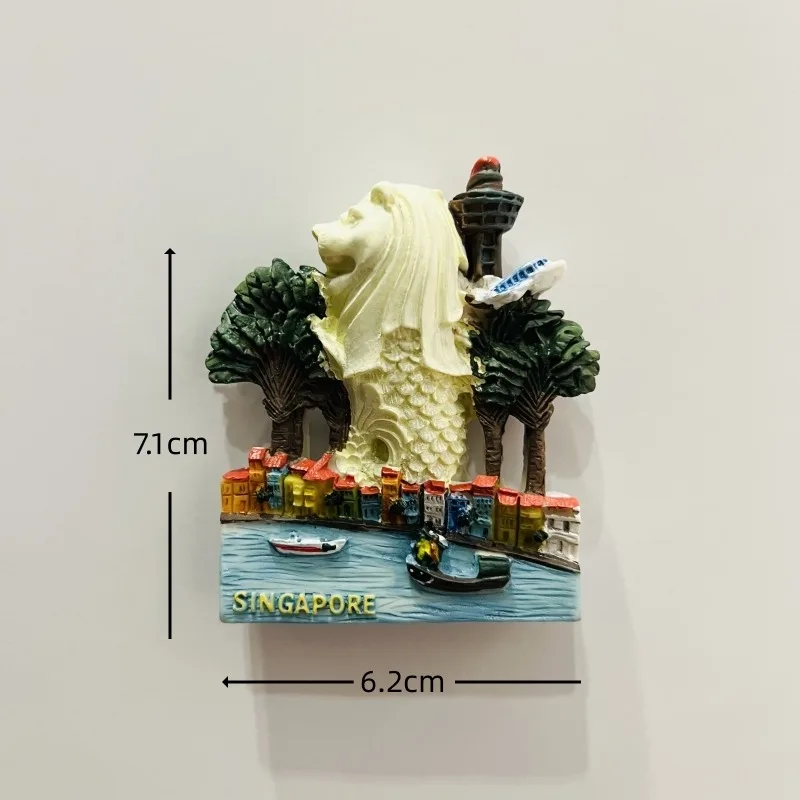 Singapore 3D Fridge Magnet - Polyresin Tourist Souvenir For Refrigerator Decor