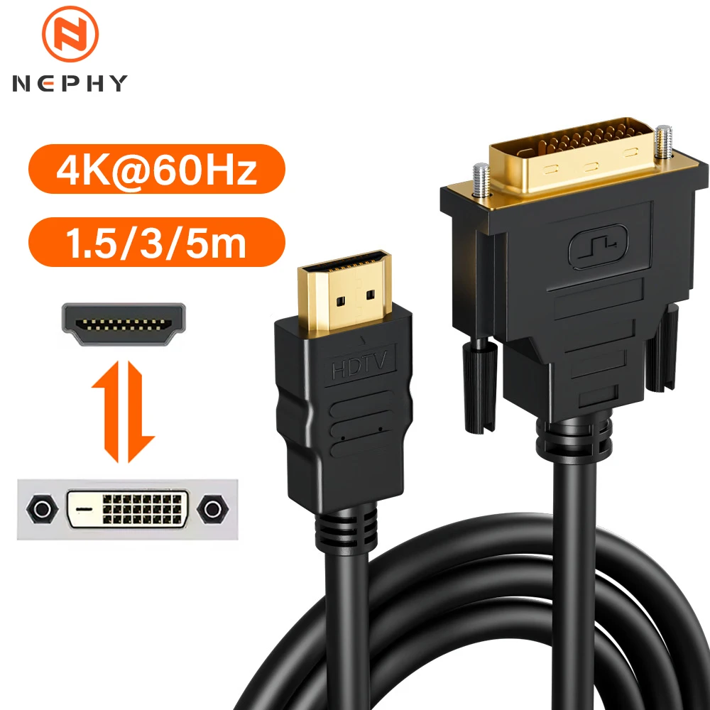 DVI To HDMI Two-way Converter Bidirectional Adapter Cable 4K 60HZ 1080P 1.5/3/5 Meter For PC Laptop PS5 Xbox Switch TV 24 1/24 5 hdmi to dvi converter dvi to hdtv cable hdmi to dvi cable
