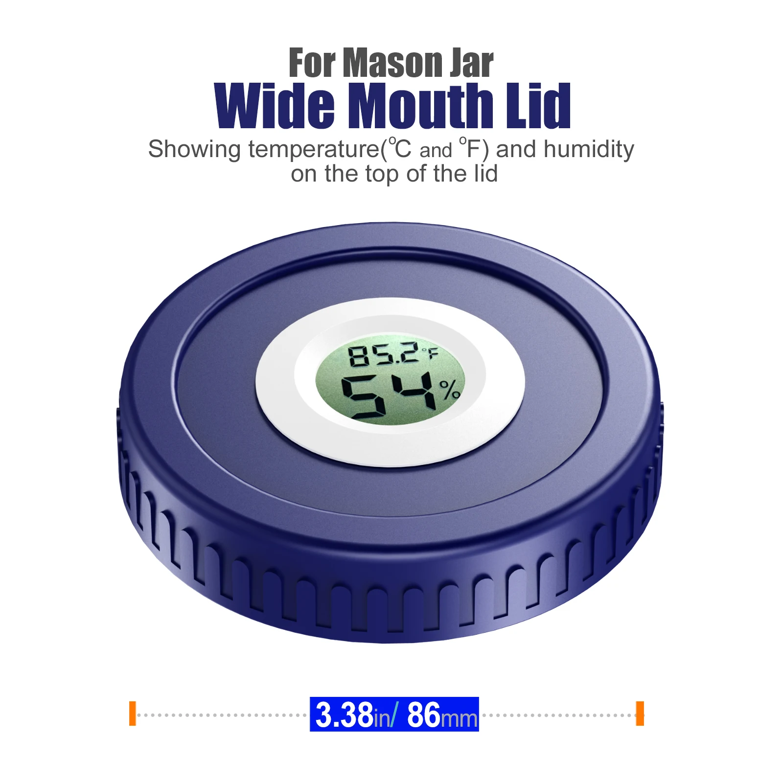 Airtight Mason Jar Lids Built-In Stash Hygrometer Herb Curing monitor fits all Ball Wide Mouth Mason Jars