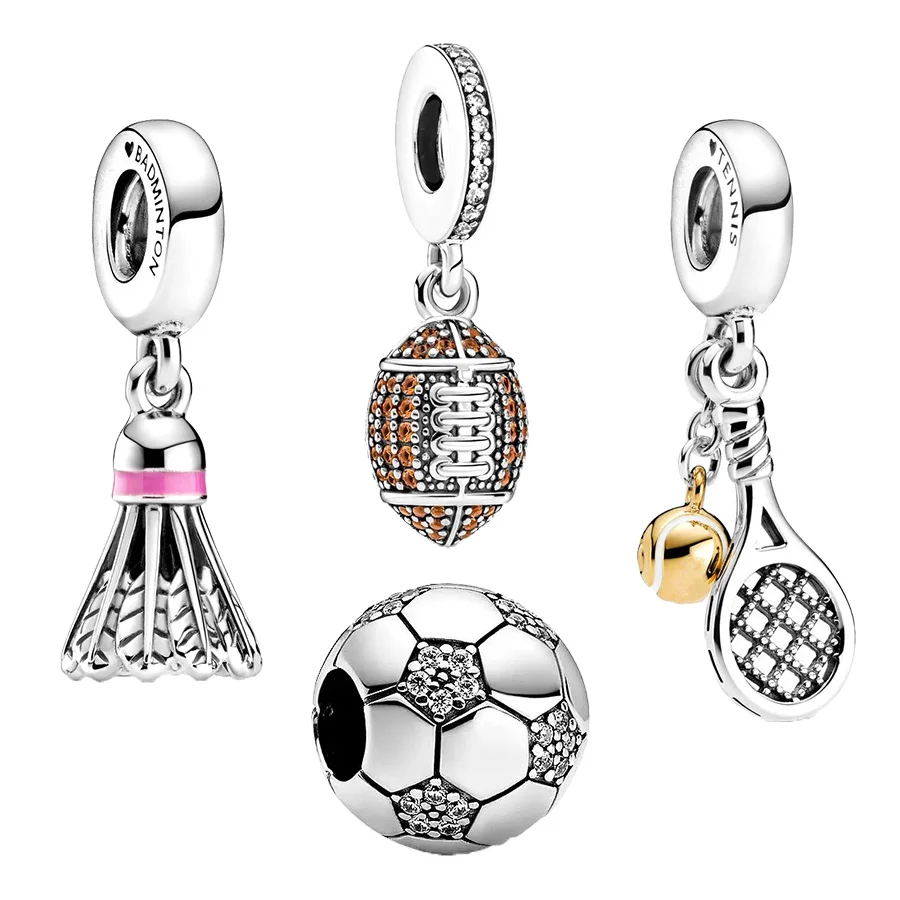 Charm Jewelry Sterling Silver Jewelry Beads Charms Sterling Silver Beads Silver Charm Bead Charm Bead Beads Jewelry Sterling Silver Beads Charm Loose Gemstone Jewelry Silver Charm Bracelet Silver Bead Bracelet Loose Beads Multiple Series Balls Bead American Football，Badminton Dangle Charm Jewelry Fit Original 925 Sterling Silver Pan Brand Bracelet