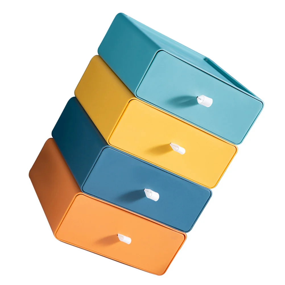 

4 Pcs Storage Box Household Organization Stackable Drawer Desktop Case Superimposed Pp Cabinet Home Organizing