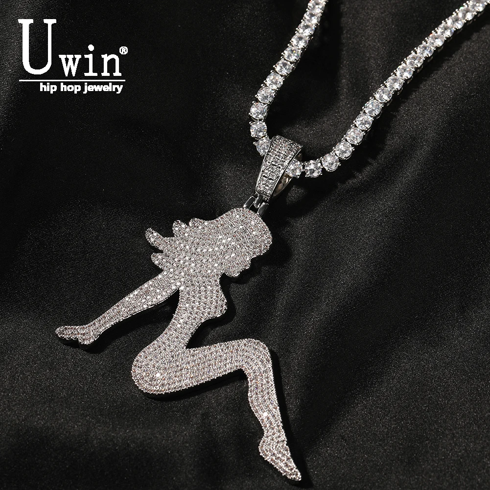 UWIN Sexy Lady CZ Pendant Full Micro Pave Cubic Zirconium Iced Out Girl Necklace Charm Fashion Hip Hop Women Jewelry For Gift
