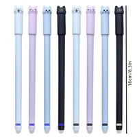 4 creative cat erasable gel pen set with refill 0.5mm washable handle magic eraser blue/black ink erasable office stationery 2