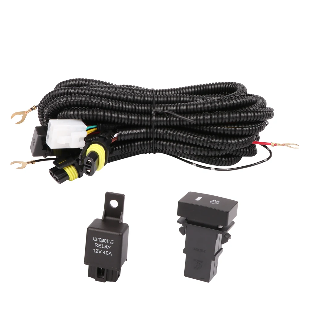 US Location H11 LED Fog Light Wiring Harness Kit For Honda Switch Relay 12V 40A - Foto 8