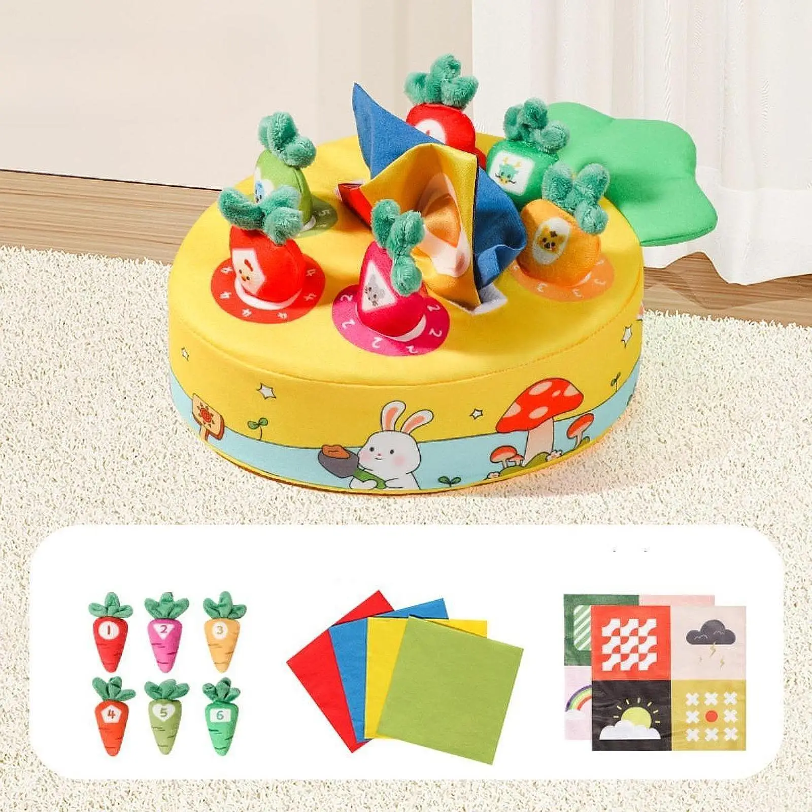 Carrot Mat Baby Tissue Box Funny Puzzle Toy Montessori Early Educational Toy for